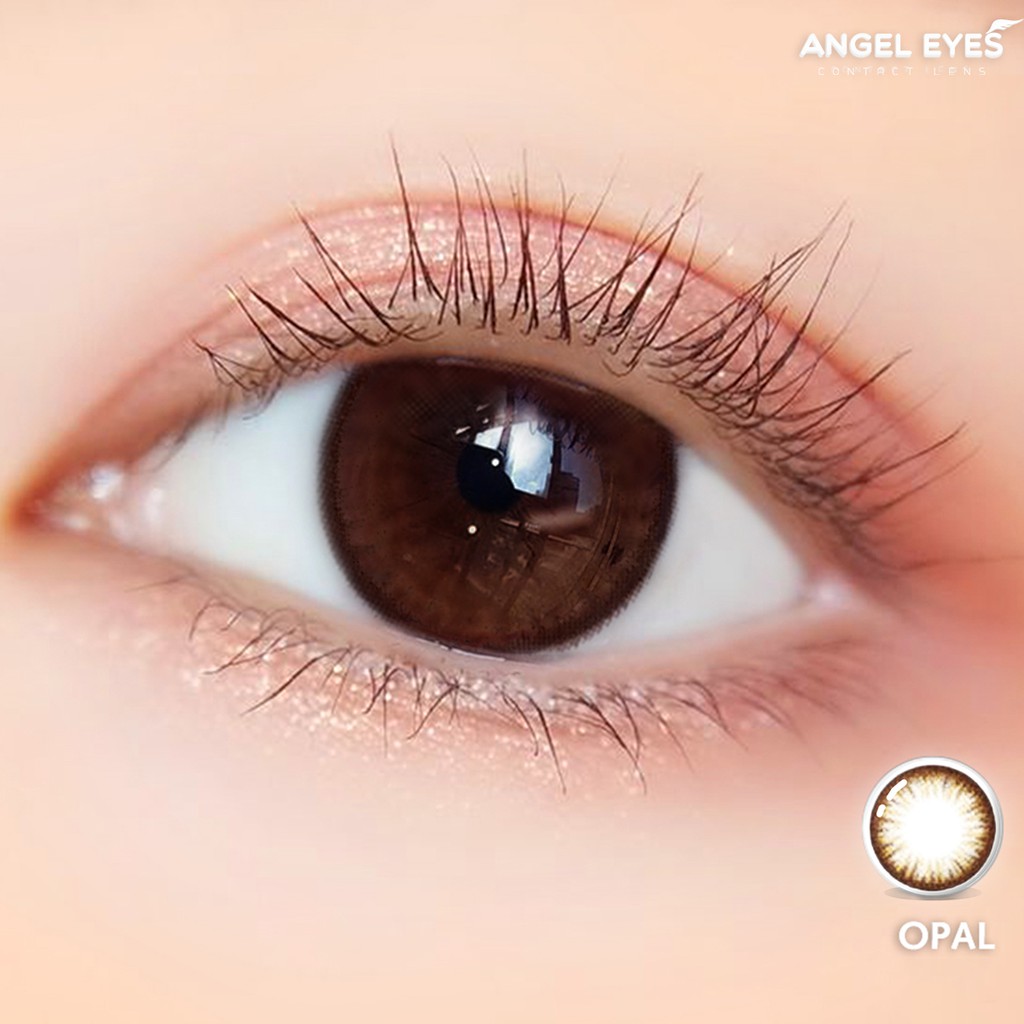 Kính áp tròng màu nâu tự nhiên Angel Eyes OPAL BROWN chất liệu Silicone Hydrogel có độ từ 0 - 8