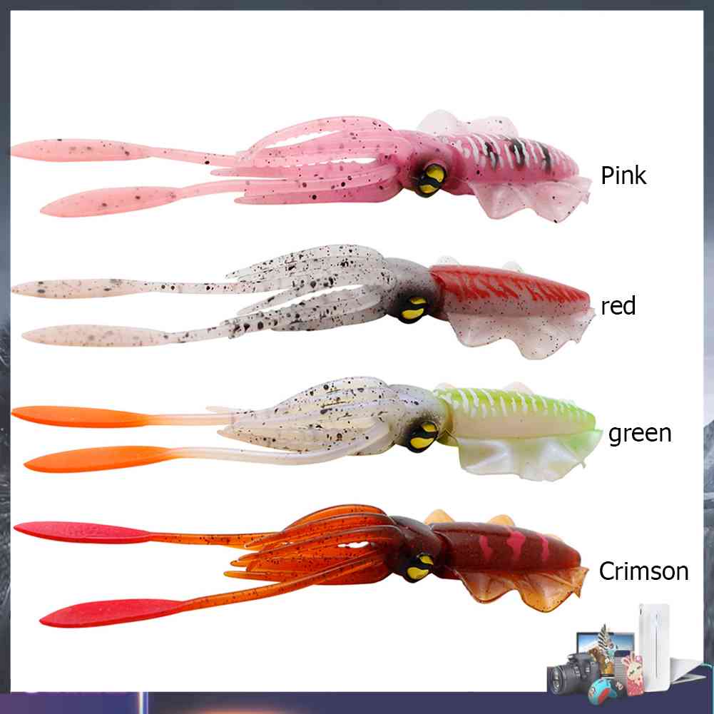 Mồi Câu Cá Giả Hình Bạch Tuộc 3D Phát Sáng 15cm Mềm