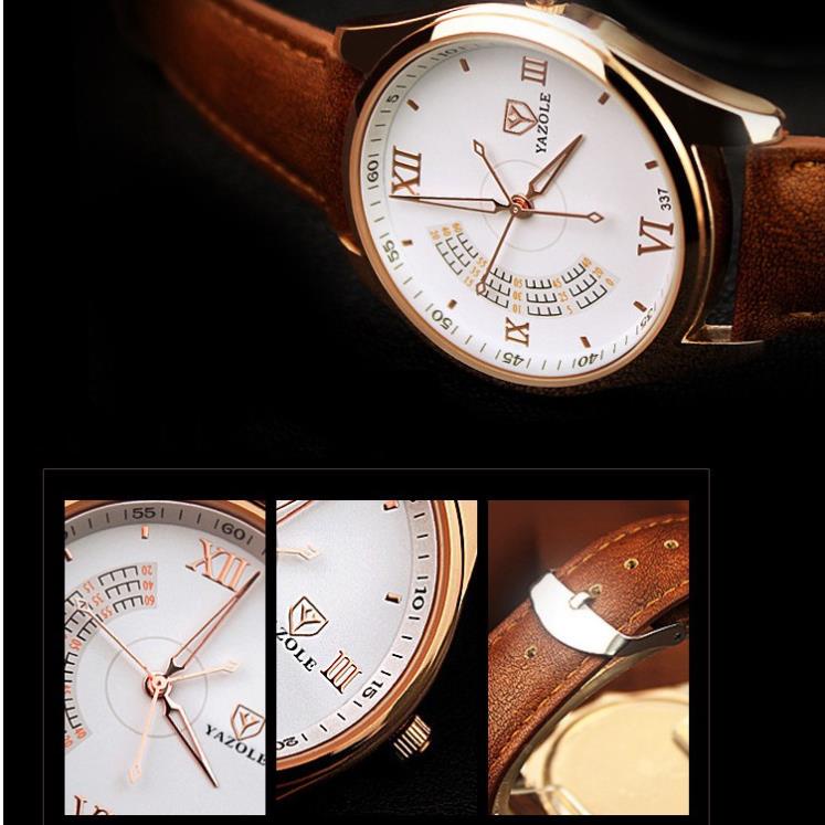 Đồng hồ nam Yazole 337 Dây da kiểu dáng độc đáo . | BigBuy360 - bigbuy360.vn