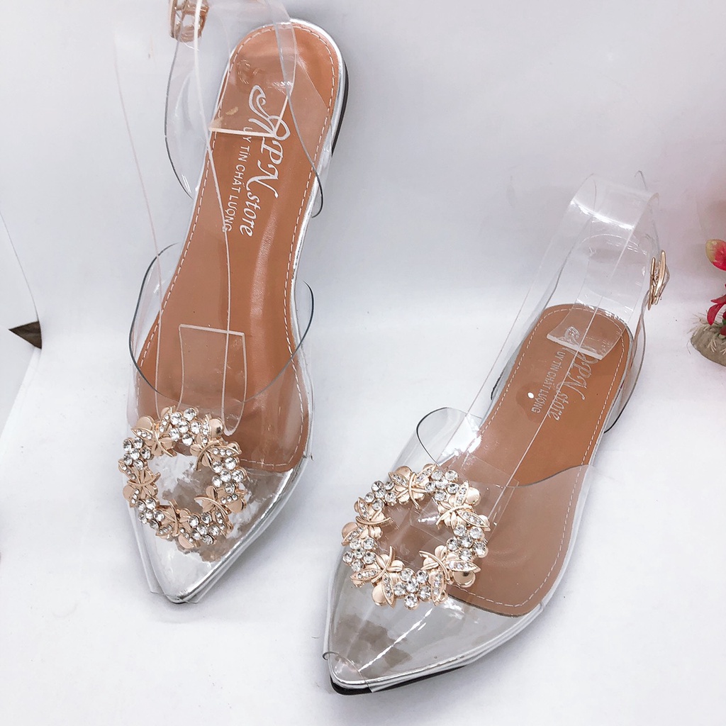 Giày Sandal Đế Bệt Quai Trong Khoá Tròn __LZ150