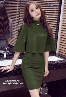 Set áo cánh dơi phối chân váy