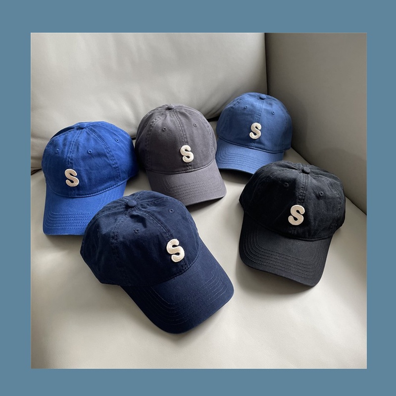 Mũ lưỡi trai chống nắng màu trơn họa tiết chữ cái phong cách Nhật Bản thời trang cho nam và nữ 15a