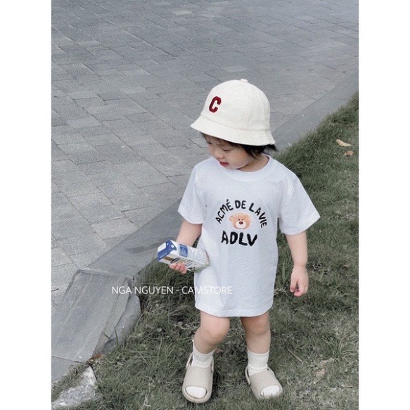 Áo phông ADLV teddy bear cho bé trai , bé gái , áo thun tay lỡ cho bé chất liệu cotton ,TP KIDs MSP 1245