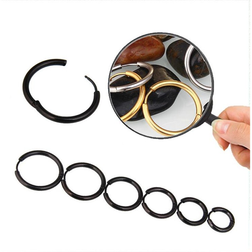 Khuyên tai tròn thời trang bằng thép titan không gỉ không gây dị ứng cao cấp