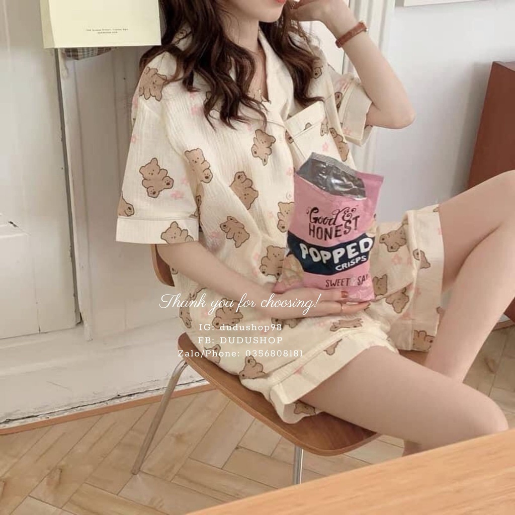 Pijama hình gấu cute dễ thương phong cách Hàn Quốc khách đọc mô tả sản phẩm trước khi đặt hàng giúp em ạ