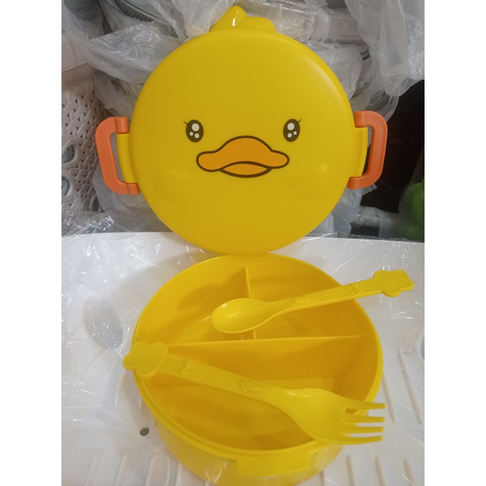 Hộp cơm cà rốt 3 ngăn nhỏ Lunch Box thức ăn cute dễ thương pastel - giao màu ngẫu nhiên