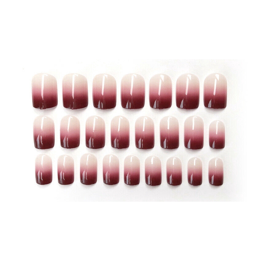 Set 24 móng tay giả đầu vuông thời trang kèm keo dán tiện lợi