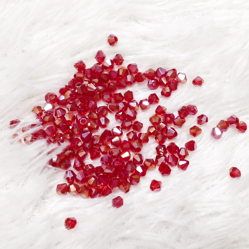 Hạt đá pha lê hình thoi kết xỏ vòng tay size 3li 3mm gói 10 viên