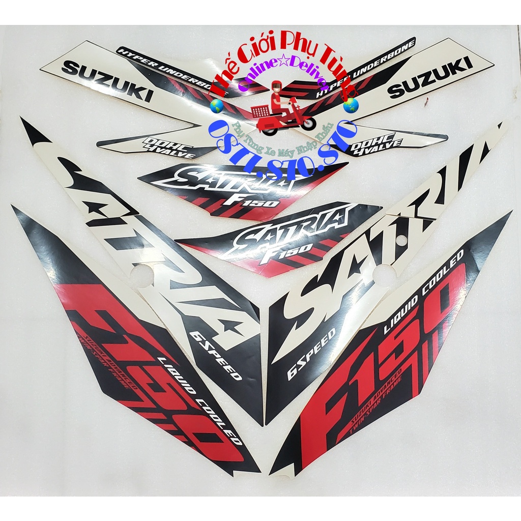 Bộ tem Satria Fi trắng 2021 Zin Suzuki Indo - 68019-12KF0-B87