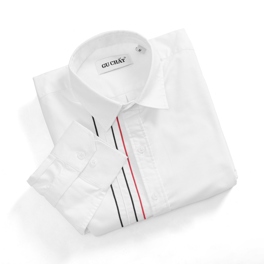 Áo Sơ Mi Nam Trơn Phối Sọc GU CHẤT, Chất Cotton Mềm, Thấm Hút Mồ Hôi. GUSM30