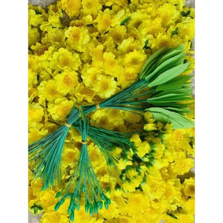 1 kg hoa mai giả, hoa đào giả bằng vải trang trí cây Mai, đào loại rời, chùm, hoặc kèm kẽm, lá, búp, nụ