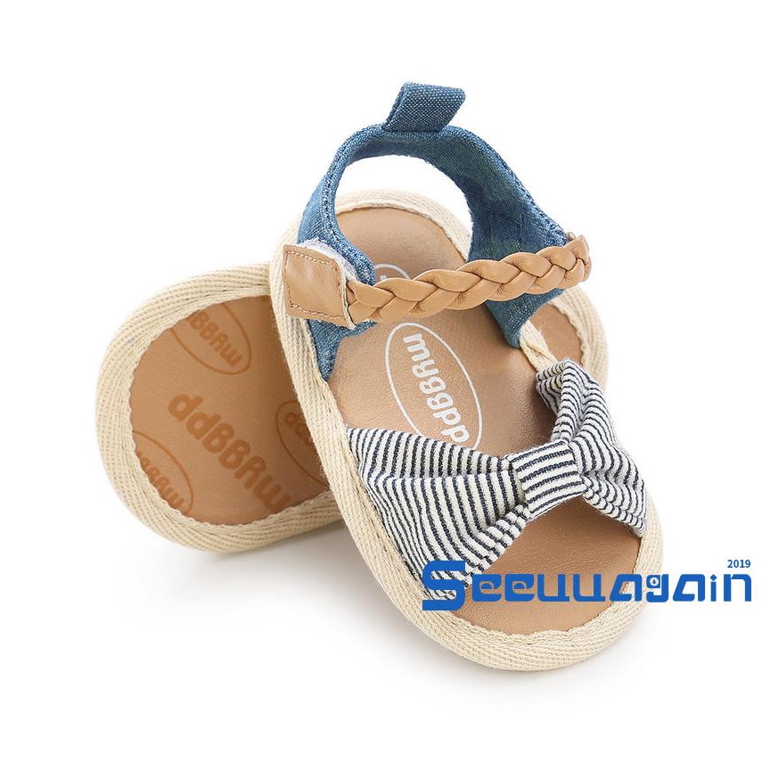 Sandal quai ngang đính nơ dễ thương cho bé gái