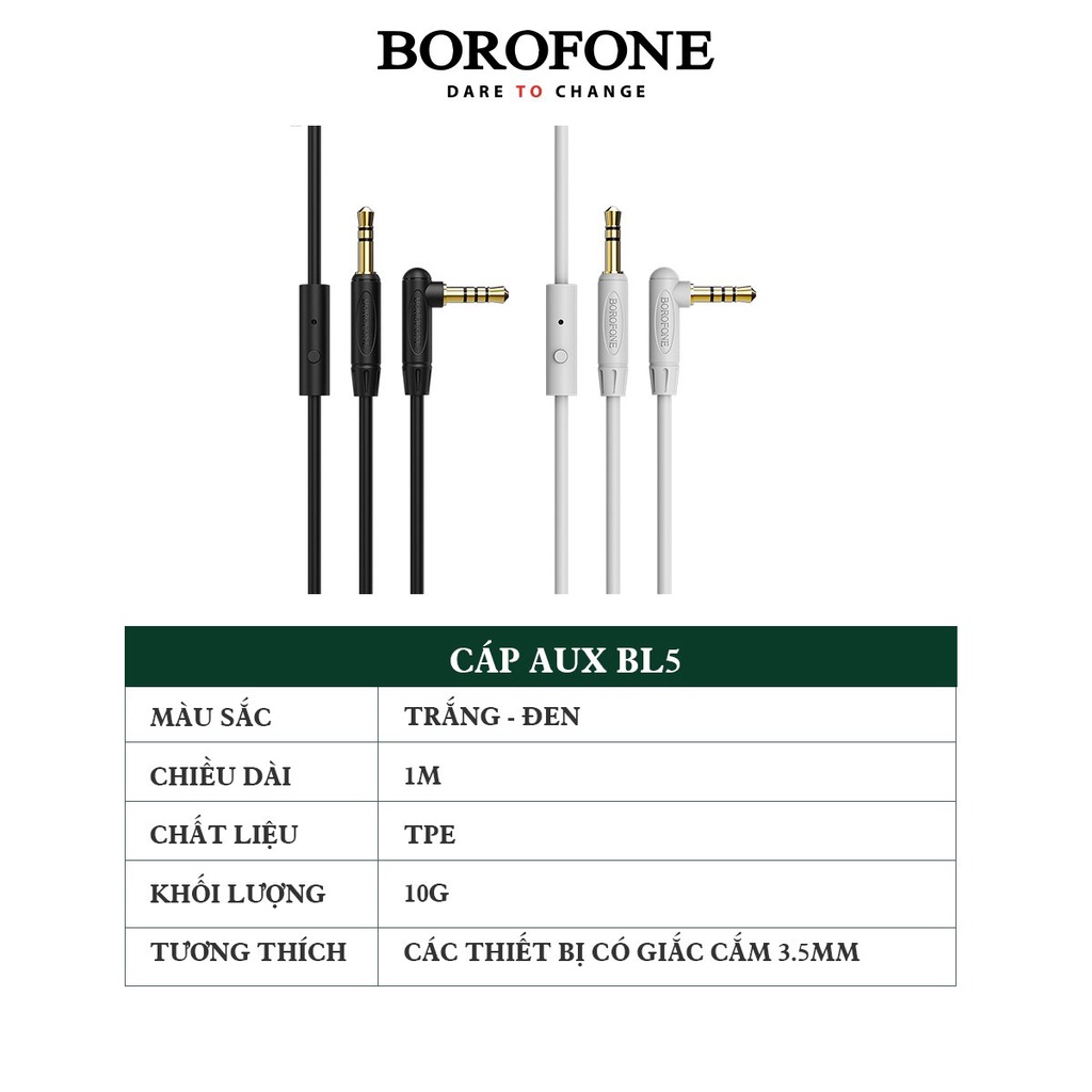 Cáp truyền dữ liệu/kết nối âm thanh BOROFONE AUX BL5 có mic - AK Mobile