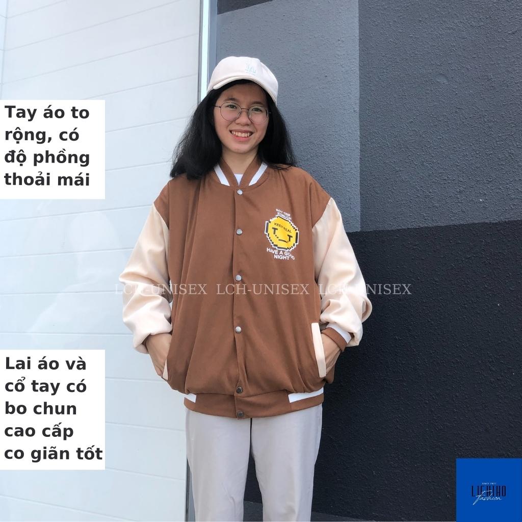 Áo khoác bóng chày nam nữ chất da lộn mềm mịn Bomber jacket 2 lớp kiểu unisex form rộng LCH