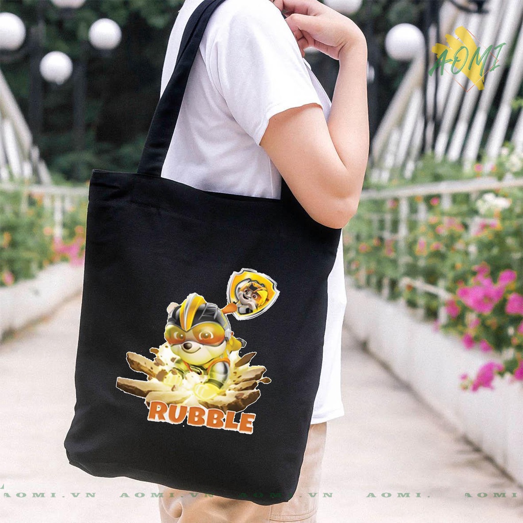 TOTE CANVAS  Đội Chó Cứu Hộ Paw Patrol TÚI VẢI ĐEO VAI BAG CÓ KHÓA KÉO SIZE LỚN 33x38cm AOMIVN DU LỊCH DẠO PHỐ AOMI
