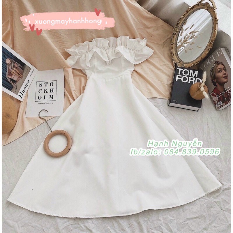 Đầm trắng trễ vai tiểu thư công chúa, Váy trắng xoè bồng sang chảnh | BigBuy360 - bigbuy360.vn
