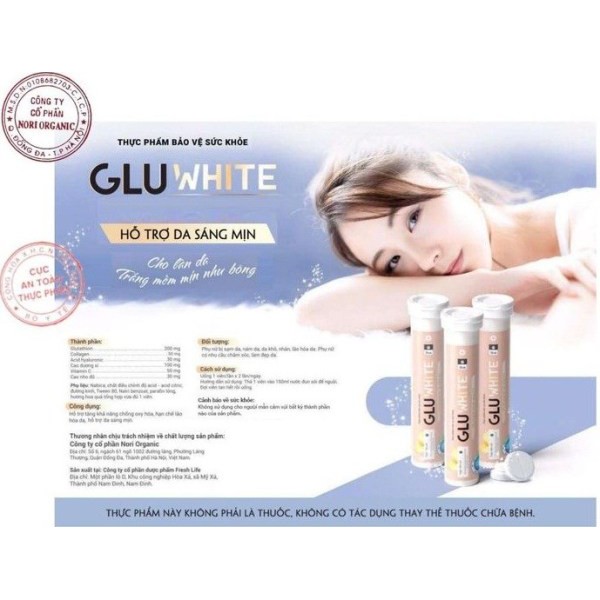 Viên sủi trắng da Gluwhite cho làn da trắng hoàn hảo Hộp 20 viên | BigBuy360 - bigbuy360.vn