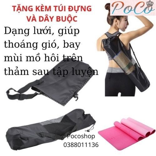 Thảm tập thể dục,gym,Yoga chống trơn trượt hiệu quả với chất liệu TPE không mùi, tặng kèm túi lưới đựng thảm thoáng khí