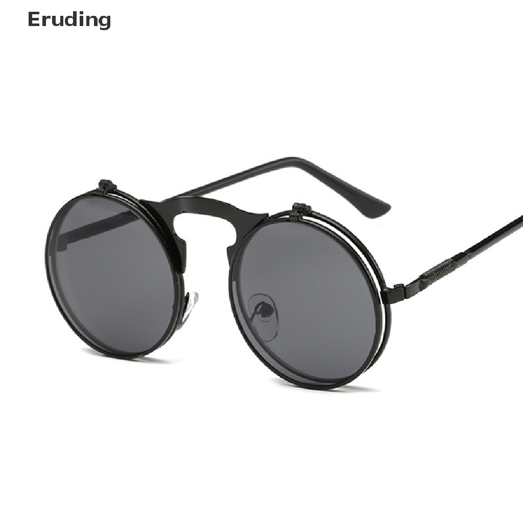 [Eruding] Fashion Retro Vintage Gothic Round Flip Up Sunglasses Steampunk Glasses New Hot Sale