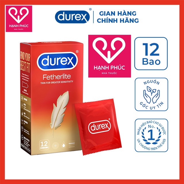 Bao Cao Su Durex Fetherlite Siêu Mỏng [CHE TÊN], Bcs Kéo dài Thời Gian, Chống Xuất Tinh Sớm, nhiều gel tăng khoái cảm