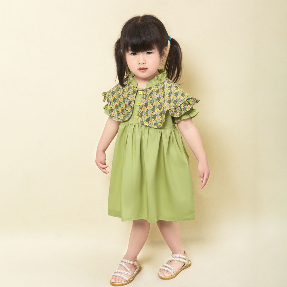 Áo Sơ Mi Ngắn Tay In Hoa Màu Xanh Bơ Thời Trang Mùa Hè Cho Bé Trai Và Gái