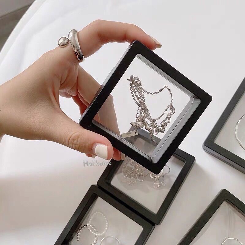Hộp đựng trang sức màng PE trong suốt trống bụi, hộp trang sức mini trưng bày nữ trang, nail, huy hiệu