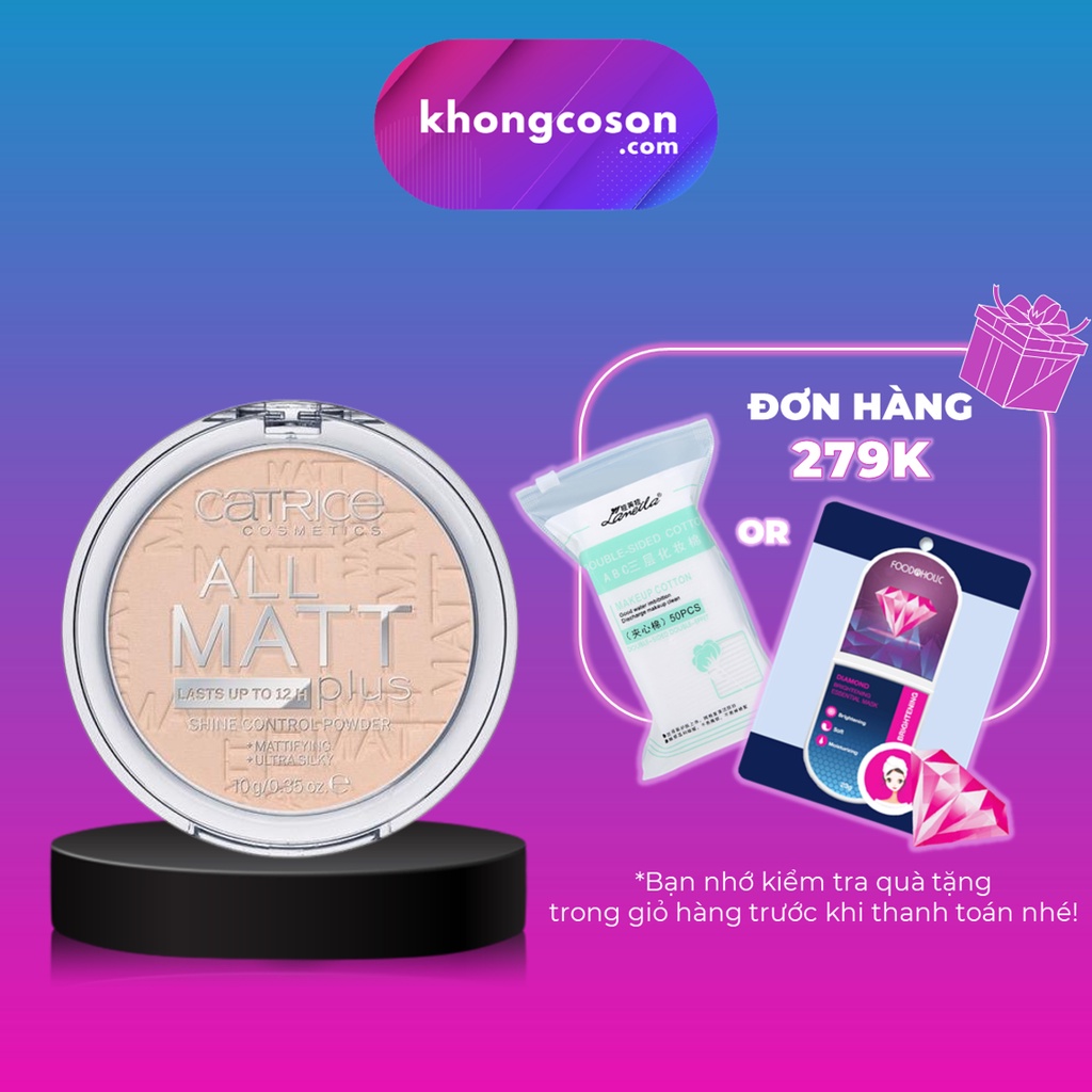 Phấn Phủ Catrice Trang Điểm Che Khuyết Điểm Kiềm Dầu All Matt Plus Shine Control Powder Màu #010 10g  - Khongcoson