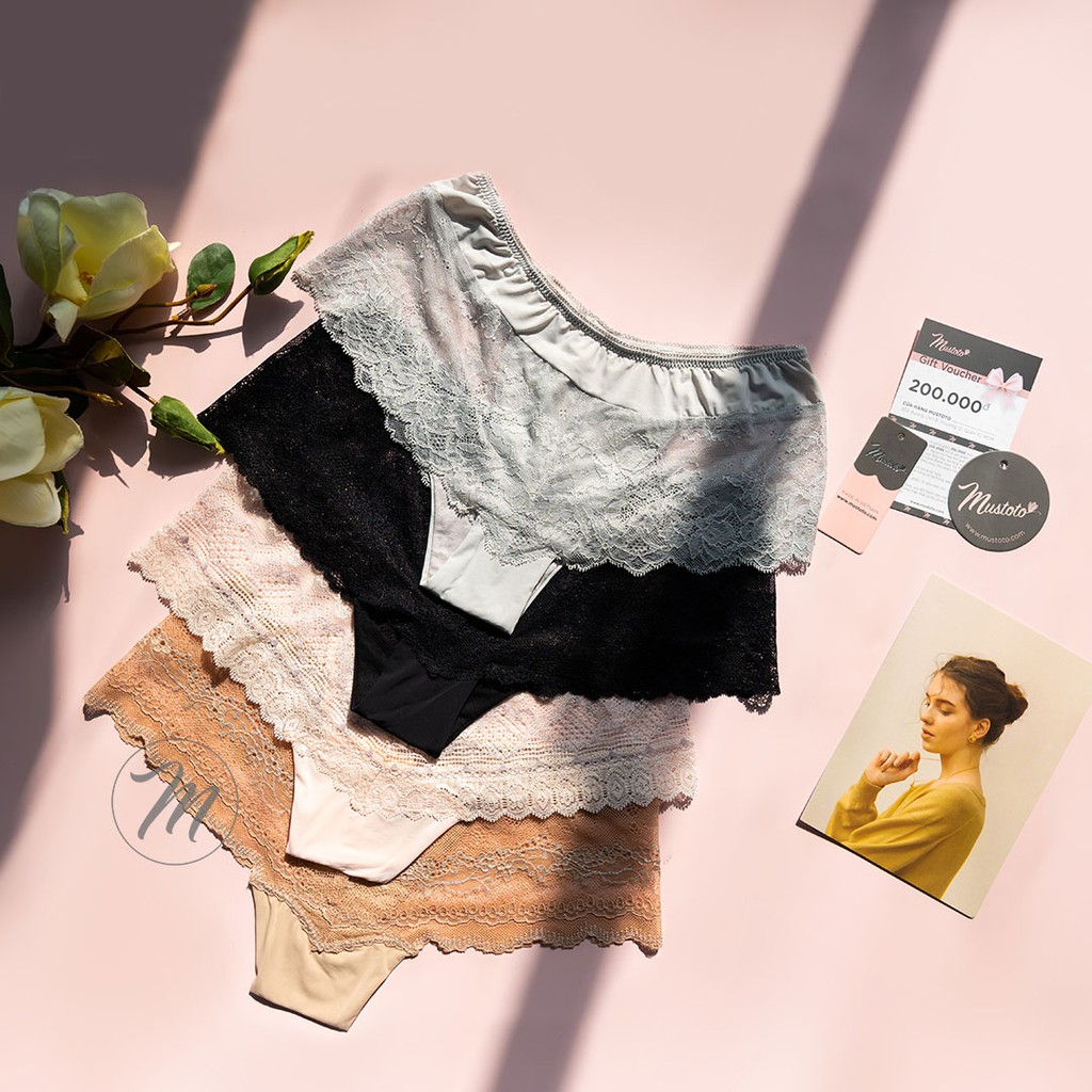 Quần Lót Nữ Lưng Vừa Phối Ren (Mustoto MQ08)
