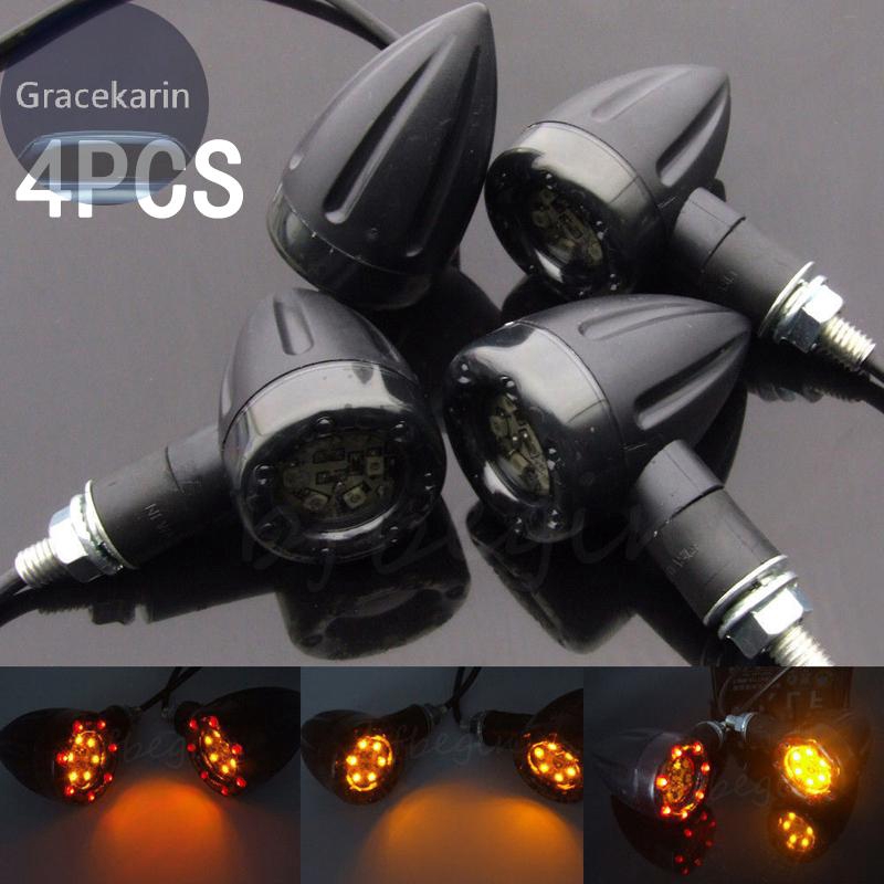 Set 4 đèn xi nhan màu hổ phách cho xe mô tô Harley honda yamaha