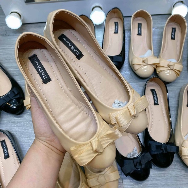 [Sỉ} Giày Búp Bê Bệt Chất Da Bóng Phối Nơ Satin Siêu Xinh | BigBuy360 - bigbuy360.vn