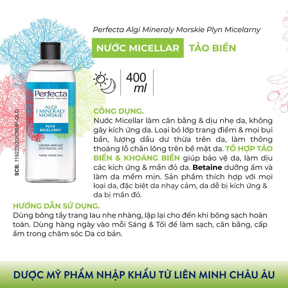 BỘ SẢN PHẨM TẨY TRANG 2 THÌ DẦU-NƯỚC VÀ NƯỚC MICELLAR TẢO BIỂN PERFECTA | BigBuy360 - bigbuy360.vn