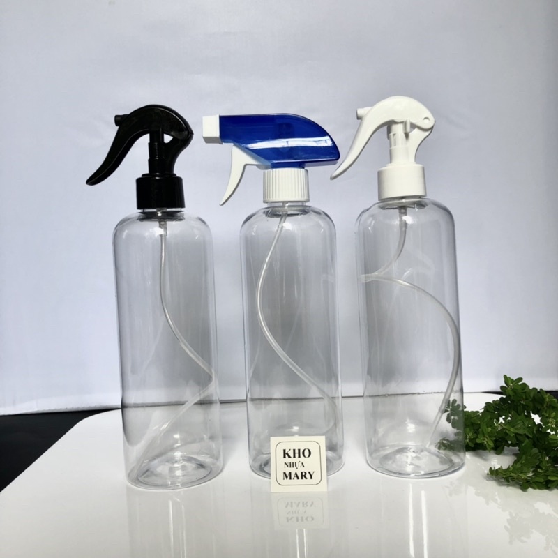 Bình nhựa trong 500ml xịt nước tưới cây / Xịt Cồn - Chai pet nhựa xịt Tóc bamber phun sương / vòi nhấn nhỏ giọt đựng