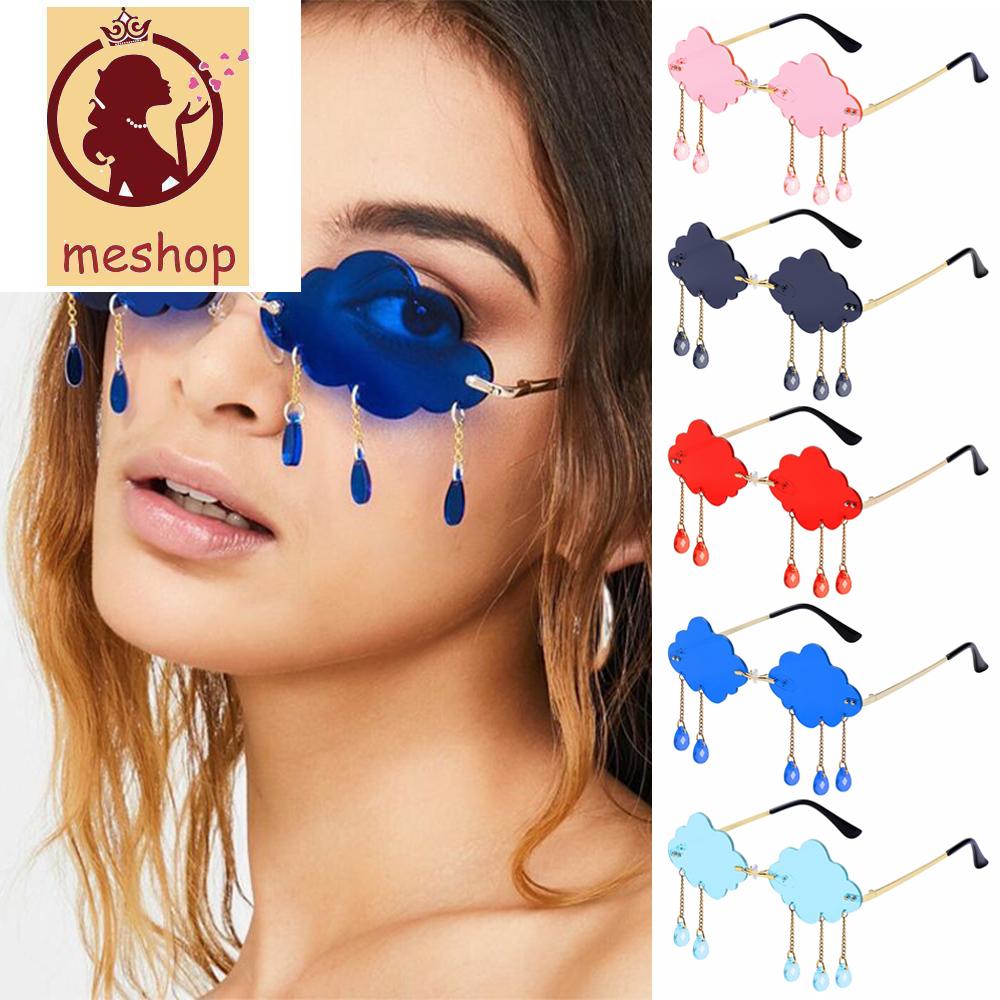 🍒ME🍒 Fashion Clouds Tassel Sunglasses UV400 Steampunk Sunglasses Rimless Sunglasses Men and Women Funny Cloud Shaped Vintage Shades Disco Glasses/Multicolor