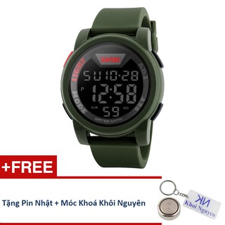 Đồng Hồ Thể Thao Nam Skmei 12KCW18 Dây Nhựa Cao Cấp (Xanh Rêu) + Tặng Pin Nhật, Móc Khoá Khôi Nguyên