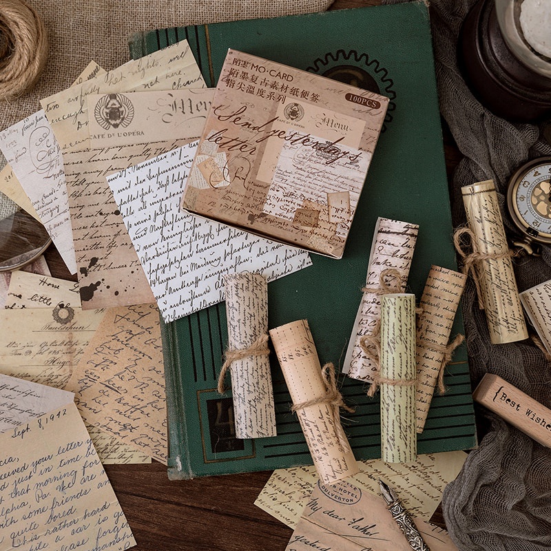Bộ 100 Giấy Note Phong Cách Vintage Sáng Tạo