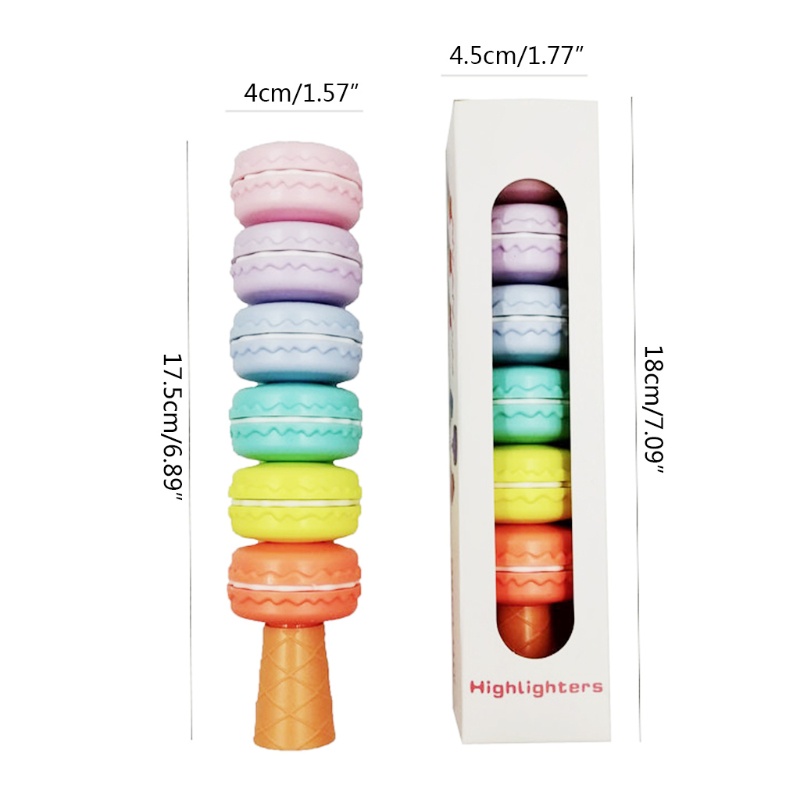 Bút dạ quang mini 6 màu macaron có thể tháo rời đầu to cho trẻ em