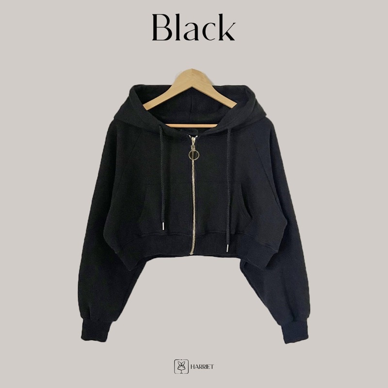 Áo hoodie nữ dáng ngắn croptop nỉ bông siêu ấm Harriet | BigBuy360 - bigbuy360.vn