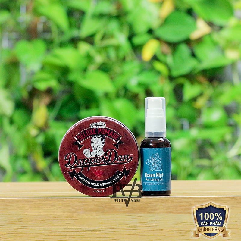 [CHÍNH HÃNG] Pomade vuốt tóc Dapper Dan Deluxe Pomade Medium Hold & Medium Shine 100ml + Tặng PreStyling Ocean Mint 30ml