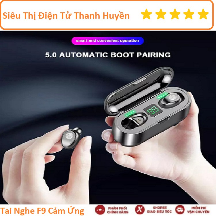 Tai nghe Bluetooth F9 Cảm Ứng - Chống Nước Ipx5 - Công Nghệ Khử Nhiễu Lọc Tiếng Ồn CVC - Âm Thanh Vòm 8D