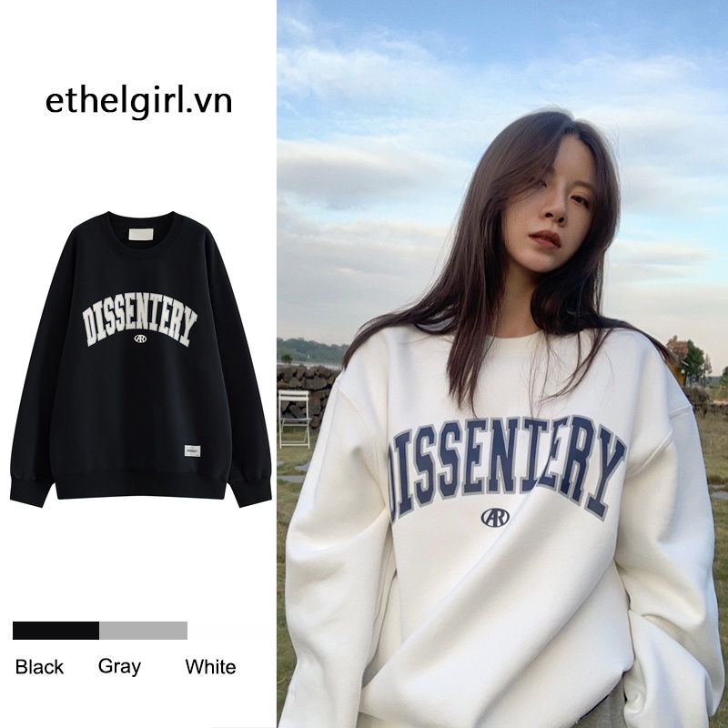 Áo Sweater Tay Dài Cổ Tròn Dáng Rộng Phong Cách Hàn Quốc Thời Trang 3 Màu Tùy Chọn Cho Nữ