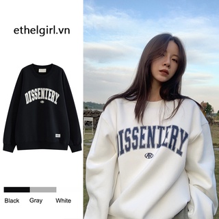 Ethelgirl 3 màu thời trang sang trọng Hàn Quốc cổ tròn dáng rộng áo dài tay dành cho nữ