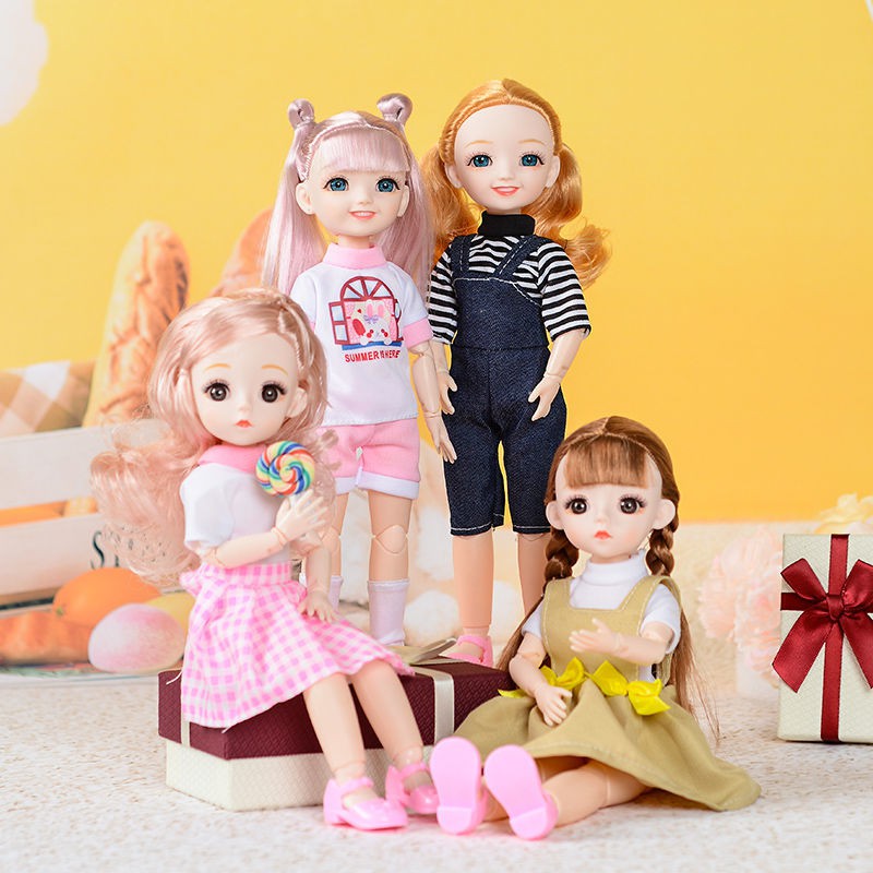 Búp Bê Công Chúa Barbie Mắt 3d 30cm 23 Khớp Nối Cho Bé Gái