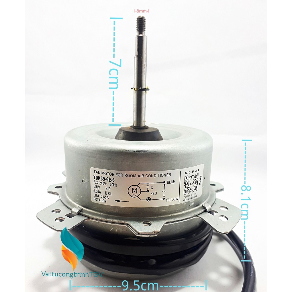 Bộ linh kiện động cơ quạt 36W xuôi chiều, Motor sau cánh, 4 cánh (258+2066+266)