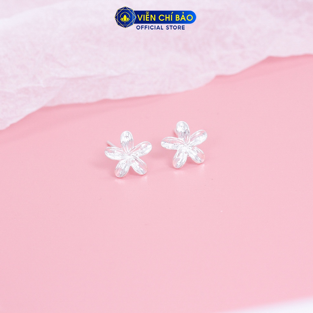 Bông tai bạc nữ Hoa năm cánh khuyên tai nữ bạc 925 thời trang phụ kiện trang sức Viễn Chí Bảo E049