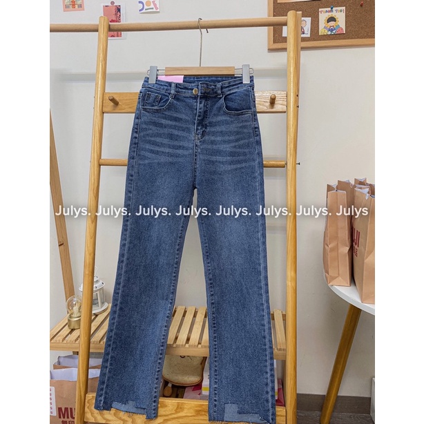 Quần jeans ống đứng khuyết gấu tag Fanegu 2401 (ảnh thật shop chụp kèm video)e