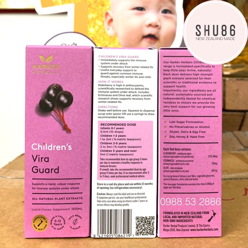 Harker Herbals Children’s Vira Guard của New Zealand - Siro Tăng đề kháng cho bé