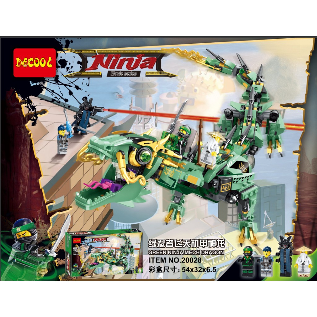 Đồ chơi Lắp ghép Mô hình Ninjago Movie Flying mecha dragon  Decool 20028 06051 Ninja Rồng Xanh Quà cho các bé trai