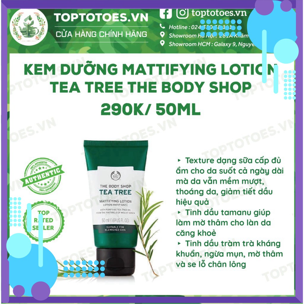 SALE MÙA HÈ Kem dưỡng The Body Shop Tea Tree Mattifying Lotion kiềm dầu, ngừa mụn SALE MÙA HÈ