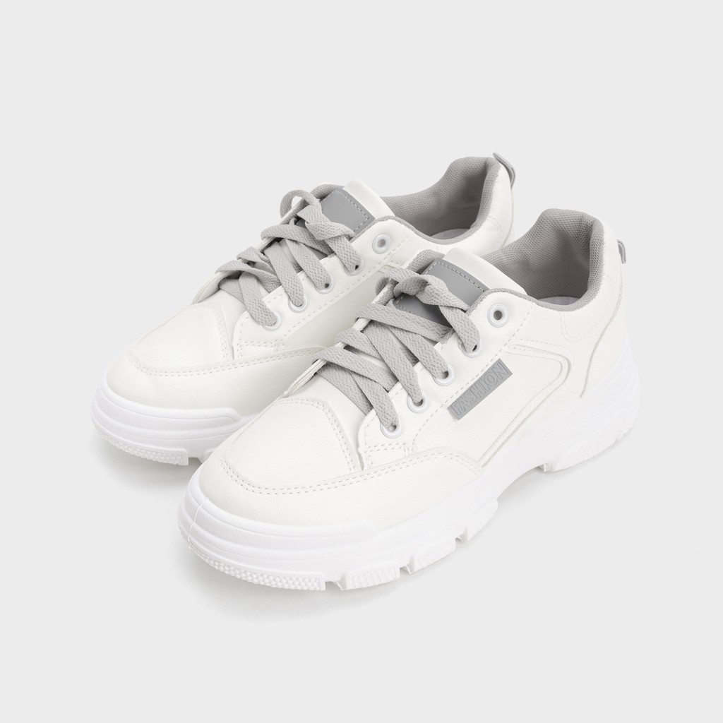 Giày Thể Thao Nữ Sneaker Trơn Dây Xám Nâng Đế 3cm Giá Rẻ HAPAS - GSK248 | BigBuy360 - bigbuy360.vn