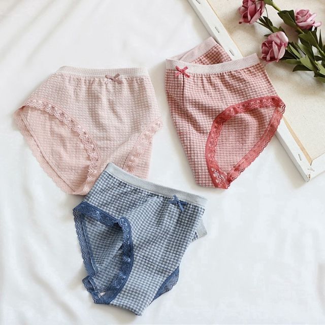Quần lót kẻ ô mềm thoáng mát L312